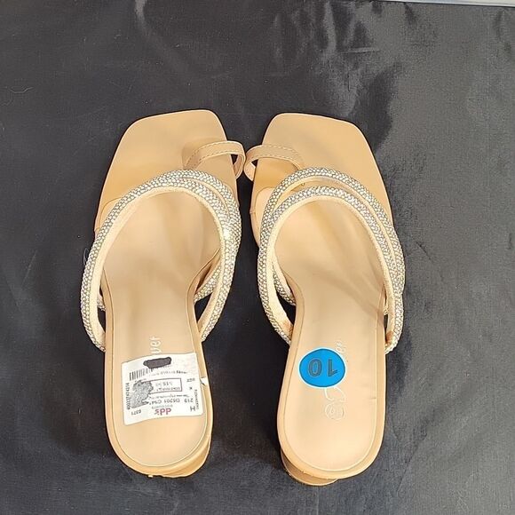 BRAND NEW FOREVER SLIPPERS   PEEP TOE DOUBLE STRAP GLITTER EMBROIDERY SA… - Picture 8 of 16